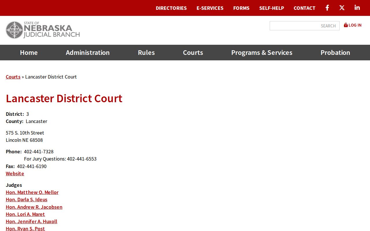 Lancaster County arrest warrant records district court clerk contact