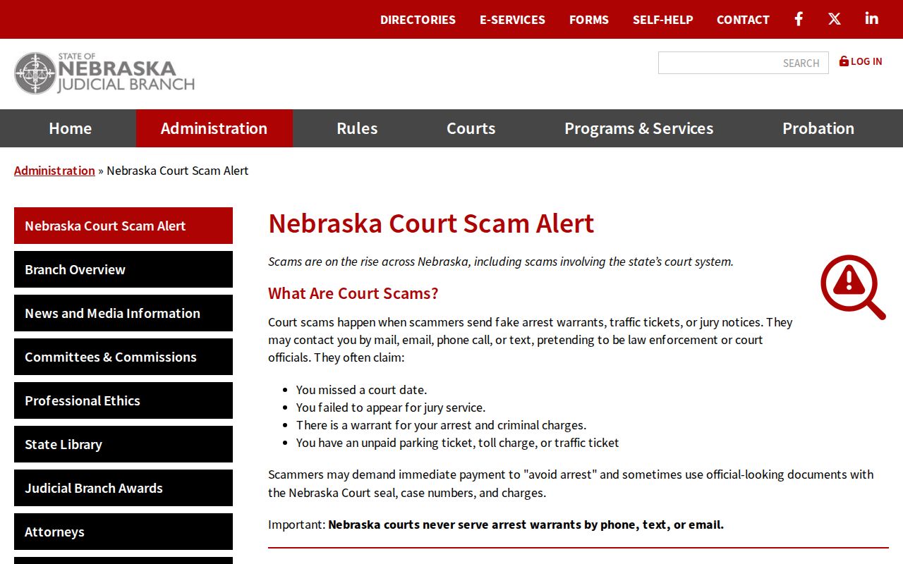 Firth warrant records official anti-scam warning